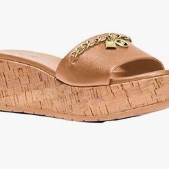 💛MICHAEL KORS- Elsa Leather and Cork Platform Sandal💛 - Picture 1 of 7